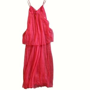 VTG Petra Fashions Nylon Lace Negligee Lingerie Gown Spaghetti Strap Sheer Slit